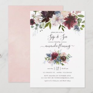Burgundy, Navy en Blush Bloemensip en zie Kaart