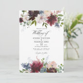 Burgundy, Navy en Blush Floral Wedding Update IV Kaart (Staand voorkant)