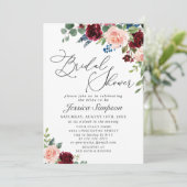 Burgundy Navy Eucalyptus Roos Vrijgezellenfeest Kaart (Staand voorkant)