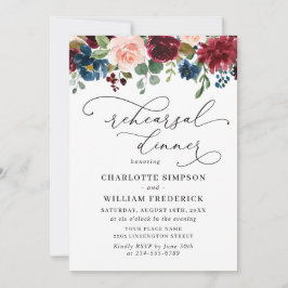 Burgundy Navy Eucalyptus Roze PROEFHuwelijksdiner Kaart