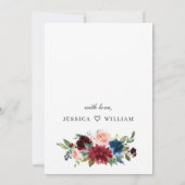 Burgundy Navy Eucalyptus Rozen Bridal Brunch Kaart (Achterkant)