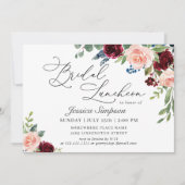 Burgundy Navy Eucalyptus Rozen Bridal Luncheon Kaart (Voorkant)