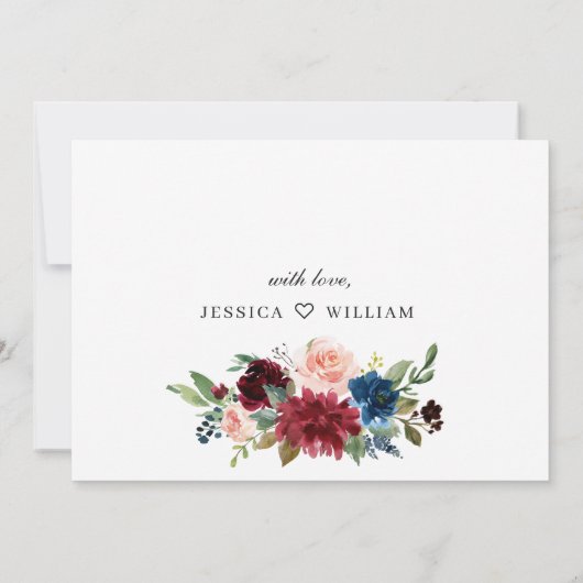 Burgundy Navy Eucalyptus Rozen Bridal Luncheon Kaart