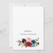 Burgundy Navy Eucalyptus Rozen Brunch & Bubble Kaart (Achterkant)