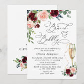 Burgundy Navy Eucalyptus Rozen Brunch & Bubble Kaart (Voorkant / Achterkant)