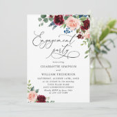 Burgundy Navy Eucalyptus Rozen ENGAGTY Kaart (Staand voorkant)