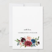 Burgundy Navy Eucalyptus Rozen ENGAGTY Kaart (Achterkant)