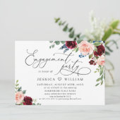 Burgundy Navy Eucalyptus Rozen ENGAGTY Kaart (Staand voorkant)