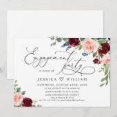 Burgundy Navy Eucalyptus Rozen ENGAGTY Kaart (Voorkant / Achterkant)