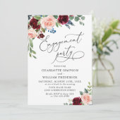 Burgundy Navy Eucalyptus Rozen ENGAGTY Kaart (Staand voorkant)