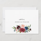 Burgundy Navy Eucalyptus Rozen REHEARSAL DINNER Kaart (Achterkant)