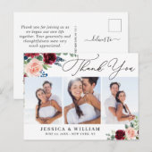 Burgundy Navy Eucalyptus Wedding 3 Foto Dank je Briefkaart (Voorkant / Achterkant)