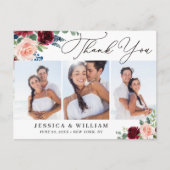 Burgundy Navy Eucalyptus Wedding 3 Foto Dank je Briefkaart (Voorkant)