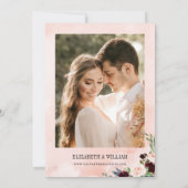 Burgundy Navy Floral Arch Lijst Foto bruiloft Kaart (Achterkant)