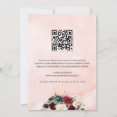 Burgundy Navy Floral Arch Lijst QR Code Weddenscha Kaart (Achterkant)