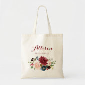 Burgundy Navy Floral bouquet bridesmaid Tote Bag (Voorkant)
