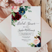 Burgundy & Navy Floral Bridal Shower Kaart