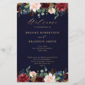 Burgundy Navy Floral Country Wedding Programme (Voorkant)