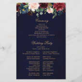 Burgundy Navy Floral Country Wedding Programme (Achterkant)