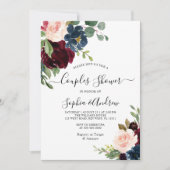 Burgundy & Navy Floral Couples Shower Invitation Kaart (Voorkant)