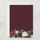 Burgundy & Navy Floral Couples Shower Invitation Kaart (Achterkant)