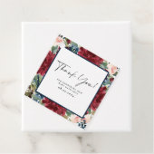 Burgundy Navy Floral Dank je Baby shower Labels (In situ)