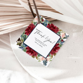 Burgundy Navy Floral Dank je Baby shower Labels