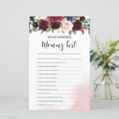 Burgundy navy floral die het beste van mama kent (Staand voorkant)