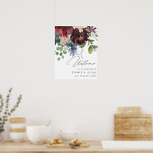 Burgundy & Navy Floral Fall Wedding Welcome Poster (Keuken)