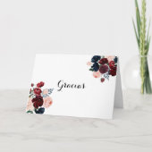 Burgundy Navy Floral Folded Wedding Gracias Card Bedankkaart (Voorkant)