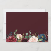 Burgundy & Navy Floral Foto Baptism Uitnodiging (Achterkant)