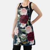 Burgundy & Navy Floral Pattern Monogram Navy Schort (Insitu)