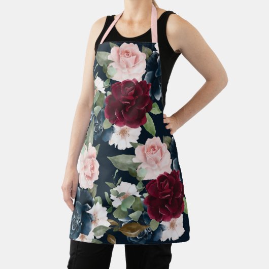 Burgundy & Navy Floral Pattern Monogram Navy Schort (Insitu)