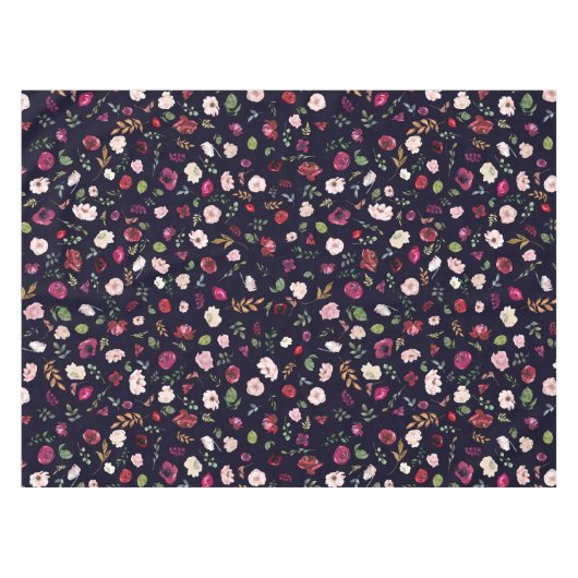 Burgundy Navy Floral Pattern Tafelkleed (Voorkant (Horizontaal))