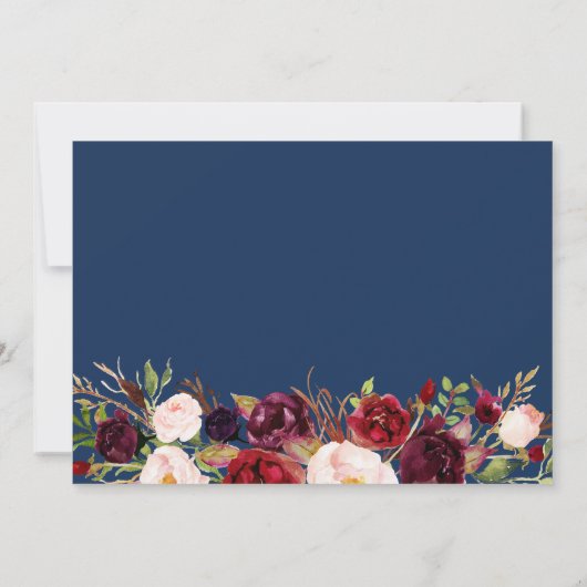 Burgundy Navy Floral Photo Afstuderen Celebration Kaart (Achterkant)