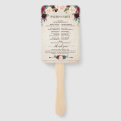 Burgundy Navy Floral Rustic Boho Country Weddensch Handwaaier (Achterkant)