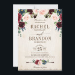 Burgundy Navy Floral Rustic Boho Country Weddensch Kaart<br><div class="desc">Waterverf bogundy red navy blush roze rustic country classy floral bruiloft sjabloon met groene botanische bladeren en eucalyptusbladeren op een houten achtergrond. Dit prachtige, eenvoudig aan te passen design kan gemakkelijk worden afgestemd op uw trouwkleuren, -stijlen en -thema en het is een perfecte keuze voor herfst midzomer- of winterbruiloften. Je...</div>