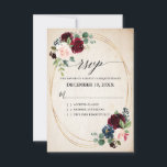 Burgundy Navy Floral Rustic Boho Country Weddensch RSVP Kaartje<br><div class="desc">Waterverf bordeaux rood marine blush roze rustiek land classy bloemenbruiloft RSVP kaart sjabloon met groen botanisch gebladerte en eucalyptus bladeren op houten achtergrond. Dit mooie gemakkelijk aan te passen ontwerp kan gemakkelijk met uw huwelijkskleuren, stijlen en thema aanpassen en het is een perfecte keus voor de herfst midzomer of de...</div>