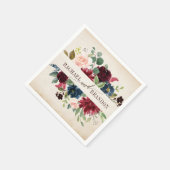 Burgundy Navy Floral Rustic Boho Country Weddensch Servet (Hoek)