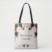 Burgundy Navy Floral Rustic Boho Country Weddensch Tote Bag (Voorkant)