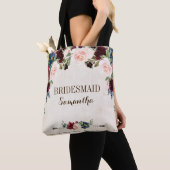 Burgundy Navy Floral Rustic Boho Country Weddensch Tote Bag (Dichtbij)