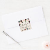 Burgundy Navy Floral Rustic Boho Country Weddensch Vierkante Sticker (Envelop)