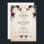 Burgundy Navy Floral Rustic Country Weddenschap Kaart<br><div class="desc">Waterverf bogundy red navy blush roze rustic country classy floral bruiloft call with details sjabloon with green botanical foliage and eucalyptus leaves in wooden background. Dit prachtige, eenvoudig aan te passen design kan gemakkelijk worden afgestemd op uw trouwkleuren, -stijlen en -thema en het is een perfecte keuze voor herfst midzomer-...</div>