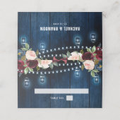 Burgundy Navy Floral String Light mason jar Plaatskaartje (Buitenkant ongevouwen)