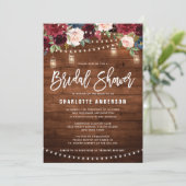 Burgundy Navy Floral String Light Vrijgezellenfees Kaart (Staand voorkant)