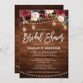 Burgundy Navy Floral String Light Vrijgezellenfees Kaart (Voorkant / Achterkant)