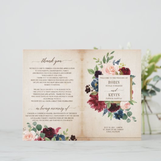 Burgundy Navy Floral vervolgde het programma (Staand voorkant)
