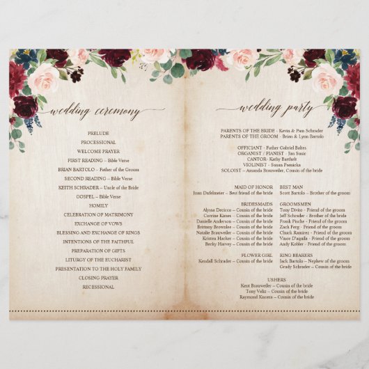 Burgundy Navy Floral vervolgde het programma (Achterkant)