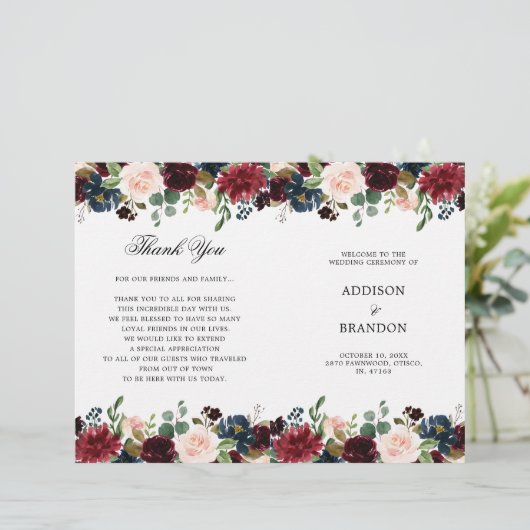 Burgundy Navy Floral vervolgde het programma (Staand voorkant)