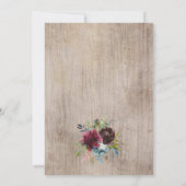 Burgundy Navy Floral w/ Geometric Greenery Wedding Kaart (Achterkant)